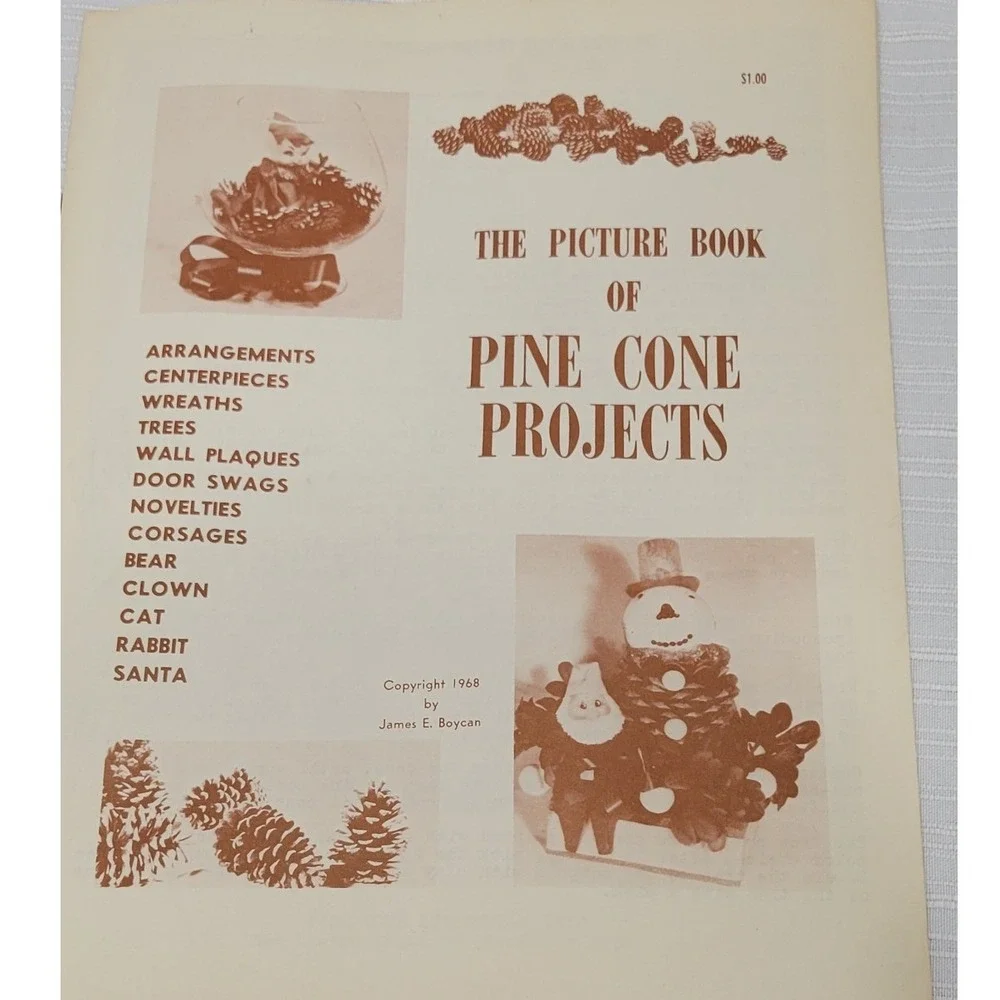 Nature Christmas decor Pine Cone Projects Craft Book DIY Vintage 1968
